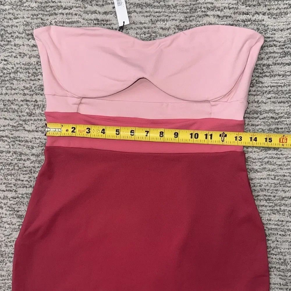 NWT Susana Monaco Colorblock Cutouts Tube Midi Dress Rosemary Large Revolve - Picture 8 of 13